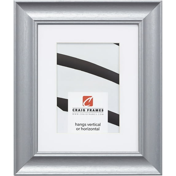 Craig Frames Vintage Revival, 24x36 inch Picture Frame Matted for a 20x30 Photo, Brushed Silver