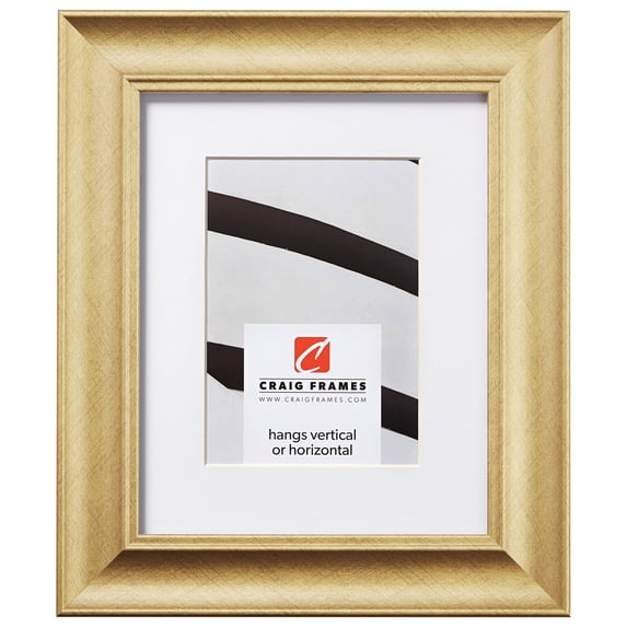 Craig Frames Vintage Revival, 5x7 inch Distressed Gold Picture Frame Matted for a 4x6 Photo
