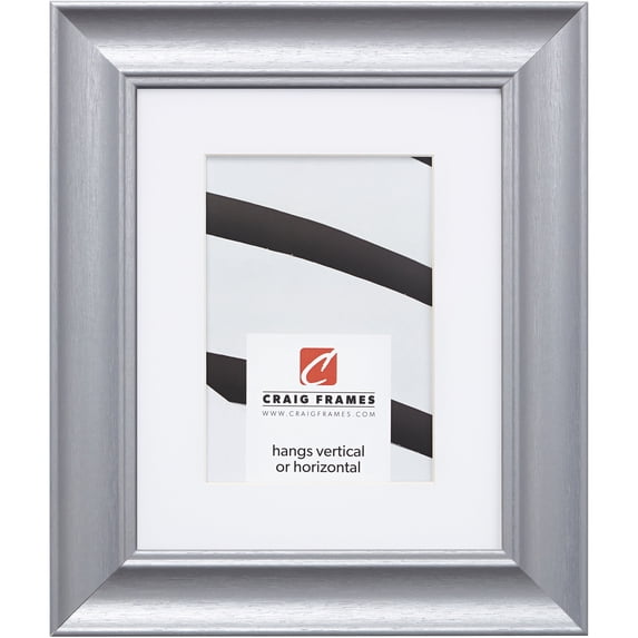 Craig Frames Vintage Revival, 5x7 inch Picture Frame Matted for a 4x6 Photo, Brushed Silver