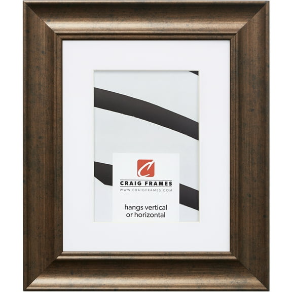 Craig Frames Vintage Revival, 8x10 inch Picture Frame Matted for a 5x7 Photo, Rustic Copper