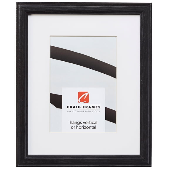Craig Frames Wiltshire 236, Simple Black Hardwood Picture Frame with Single White Mat - Displays a 9 x 9 Inch Print with the Mat or 12 x 12 Inch without the Mat