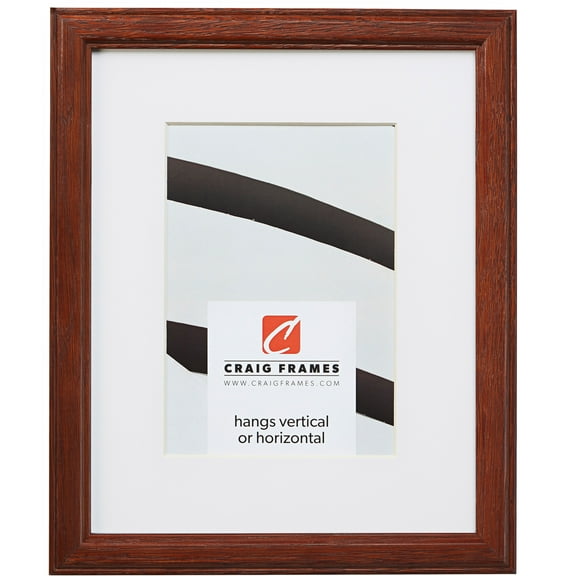 Craig Frames Wiltshire 236, Simple Brown Hardwood Picture Frame with Single White Mat - Displays a 10 x 13 Inch Print with the Mat or 14 x 18 Inch without the Mat