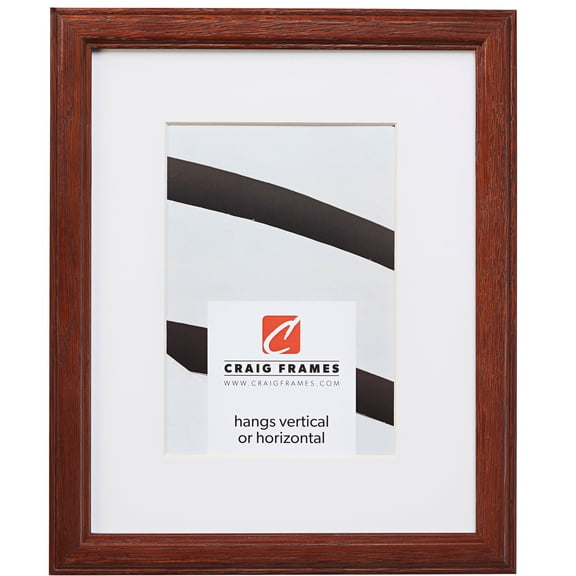 Craig Frames Wiltshire 236, Simple Brown Hardwood Picture Frame with Single White Mat - Displays a 20 x 30 Inch Print with the Mat or 24 x 36 Inch without the Mat