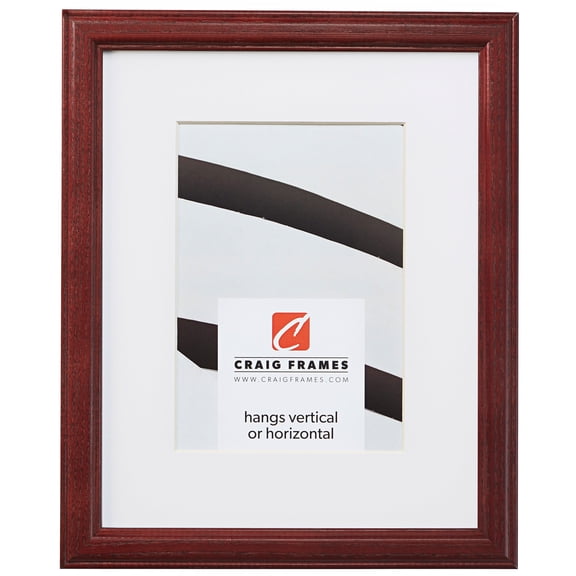 Craig Frames Wiltshire 236, Simple Red Hardwood Picture Frame with Single White Mat - Displays a 7 x 10 Inch Print with the Mat or 10 x 13 Inch without the Mat