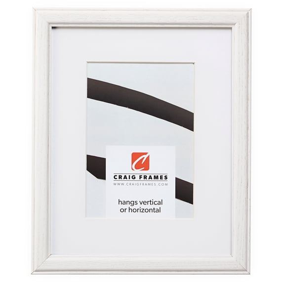 Craig Frames Wiltshire 236, Simple White Hardwood Picture Frame with Single White Mat - Displays a 16 x 16 Inch Print with the Mat or 20 x 20 Inch without the Mat