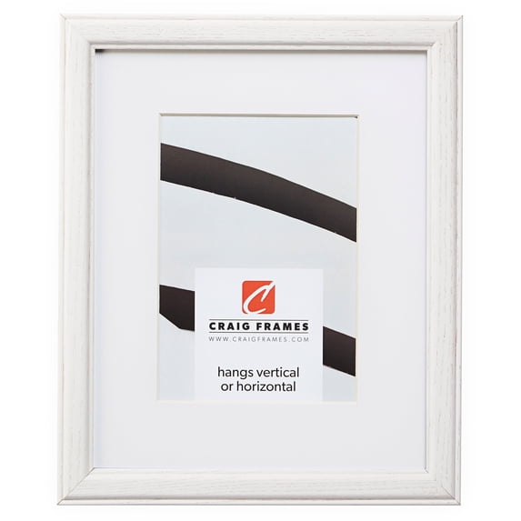 Craig Frames Wiltshire 236, Simple White Hardwood Picture Frame with Single White Mat - Displays a 4 x 6 Inch Print with the Mat or 5 x 7 Inch without the Mat