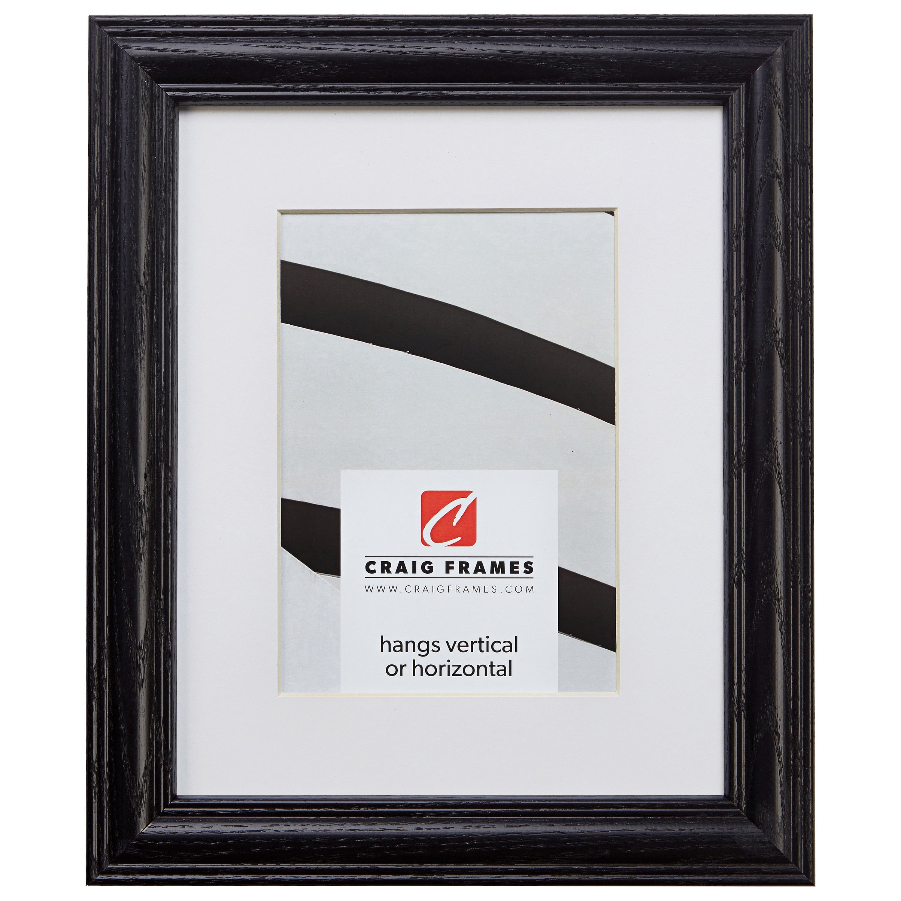 Craig Frames Wiltshire 440, 18x24 inch Black Picture Frame Matted for a 12x18 Photo