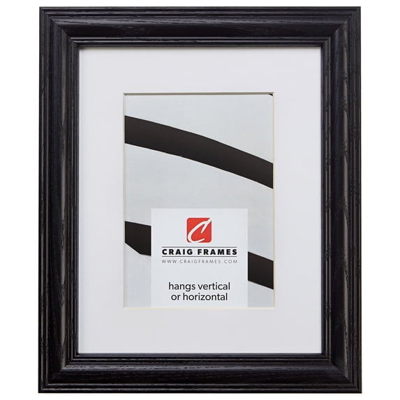 Craig Frames Wiltshire 440, 8.5x11 inch Black Picture Frame Matted for a 6x9 Photo