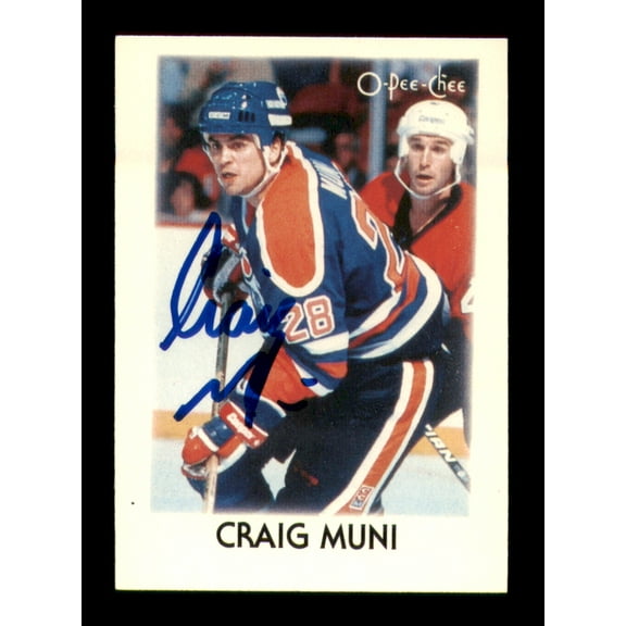 Craig Muni Autographed 1987-88 O-Pee-Chee Minis Rookie Card #30 Edmonton Oilers SKU #251691