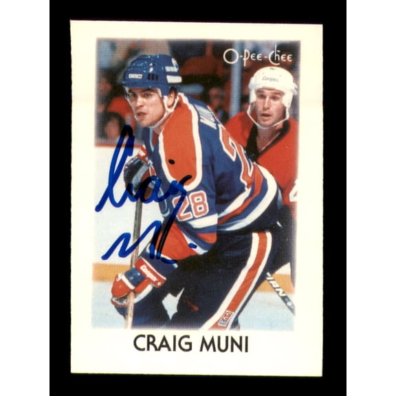 Craig Muni Autographed 1987-88 O-Pee-Chee Minis Rookie Card #30 Edmonton Oilers SKU #251695