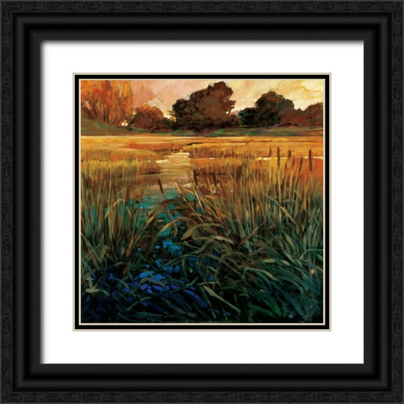 Craig, Philip 12x12 Black Ornate Wood Framed with Double Matting Museum Art Print Titled - Golden Creek