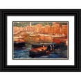 thumbnail image 1 of Craig, Philip 14x11 Black Ornate Wood Framed with Double Matting Museum Art Print Titled - Anchored Boats - Portofino, 1 of 4