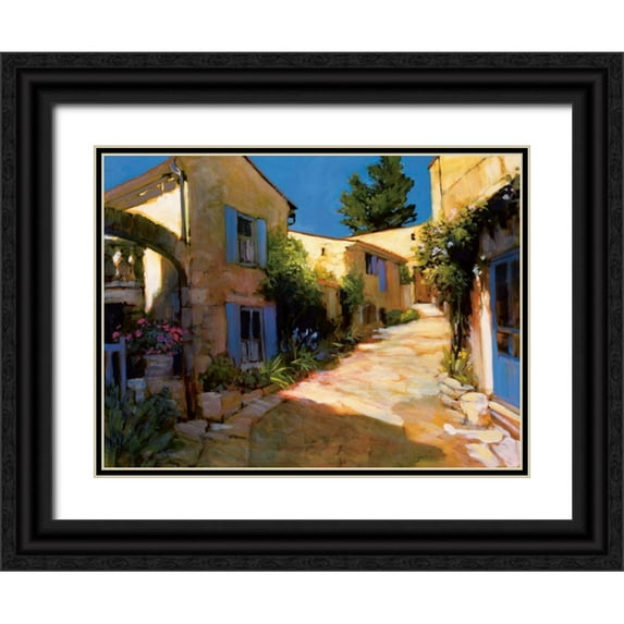 Craig, Philip 14x12 Black Ornate Wood Framed with Double Matting Museum Art Print Titled - Village in Provence