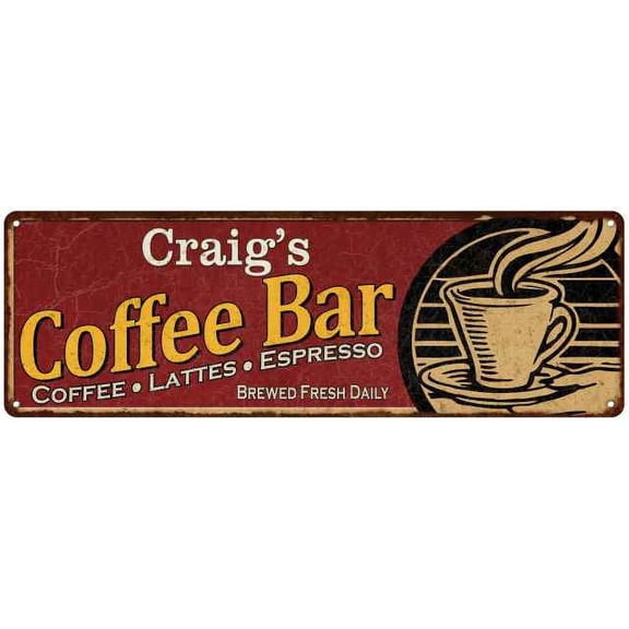 Craig's Coffee Bar Red Sign Kitchen Gift 6x18 106180006295