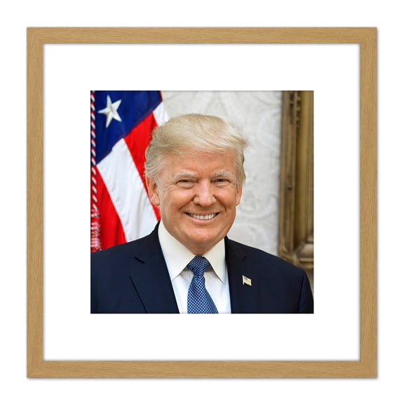 Craighead Portrait US President Donald Trump Photo 8X8 Inch Square Wooden Framed Wall Art Print Picture with Mount