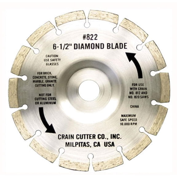 Crain 6 1/2 Inch Segmented Diamond Undercut Blade For Masonry And Ceramic Tile
