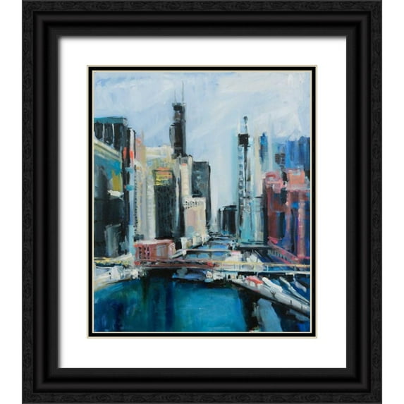 Crain, Curt 20x23 Black Ornate Wood Framed with Double Matting Museum Art Print Titled - River View