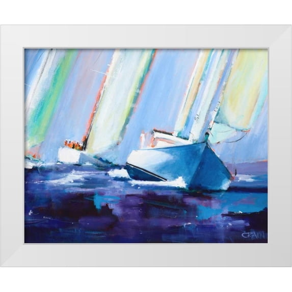 Crain, Curt 24x20 White Modern Wood Framed Museum Art Print Titled - Beating II