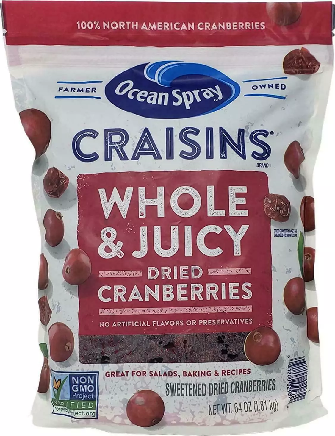 Craisins Dried Cranberries Whole & Juicy 64 oz