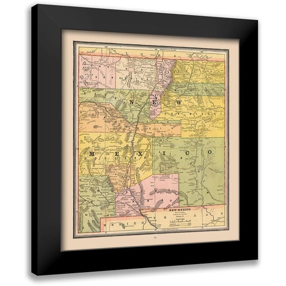 Cram 12x13 Black Modern Framed Museum Art Print Titled - New Mexico, United States - Cram 1888