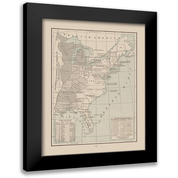 Cram 12x14 Black Modern Framed Museum Art Print Titled - Eastern United States 1791-1845 - Cram 1892