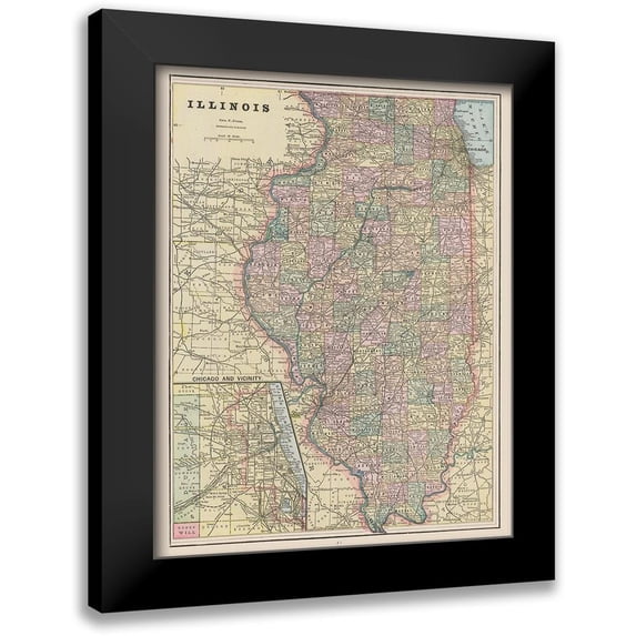 Cram 12x14 Black Modern Framed Museum Art Print Titled - Illinois - Cram 1892