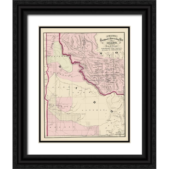 Cram 12x14 Black Ornate Wood Framed with Double Matting Museum Art Print Titled - Idaho - Cram 1875