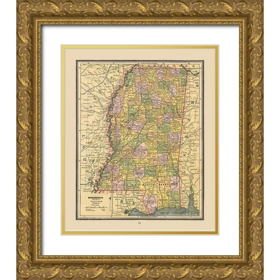 Cram 12x14 Gold Ornate Wood Framed with Double Matting Museum Art Print Titled - Mississippi, United States - Cram 1888