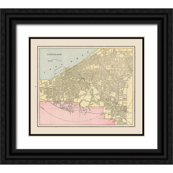 Cram 13x12 Black Ornate Wood Framed with Double Matting Museum Art Print Titled - Cleveland Ohio - Cram 1892