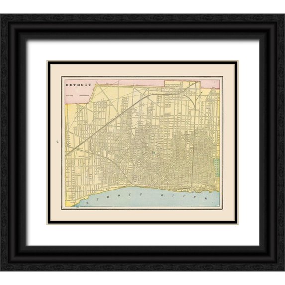 Cram 13x12 Black Ornate Wood Framed with Double Matting Museum Art Print Titled - Detroit Michigan - Cram 1892