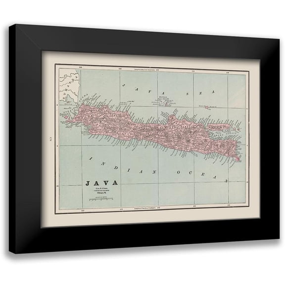Cram 14x11 Black Modern Framed Museum Art Print Titled - Java Indonesia Asia - Cram 1892
