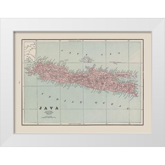 Cram 14x11 White Modern Wood Framed Museum Art Print Titled - Java Indonesia Asia - Cram 1892