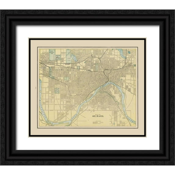 Cram 14x12 Black Ornate Wood Framed with Double Matting Museum Art Print Titled - St Paul Minnesota - Cram 1892