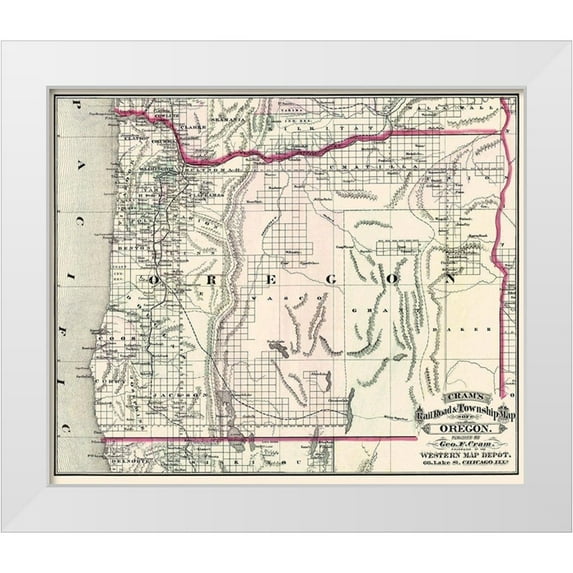 Cram 14x12 White Modern Wood Framed Museum Art Print Titled - Oregon - Cram 1875
