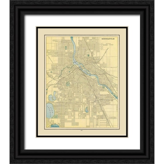 Cram 15x17 Black Ornate Wood Framed with Double Matting Museum Art Print Titled - Minneapolis Minnesota - Cram 1892