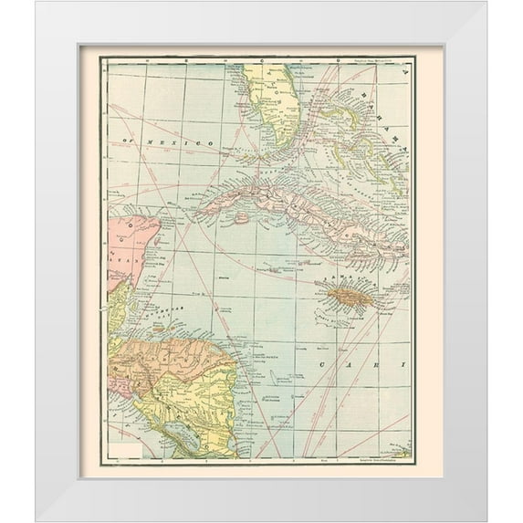 Cram 15x17 White Modern Wood Framed Museum Art Print Titled - West Indies - Cram 1898