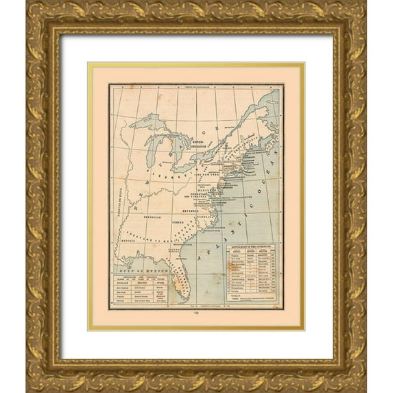 Cram 15x18 Gold Ornate Wood Framed with Double Matting Museum Art Print Titled - South Eastern North America United States Canada