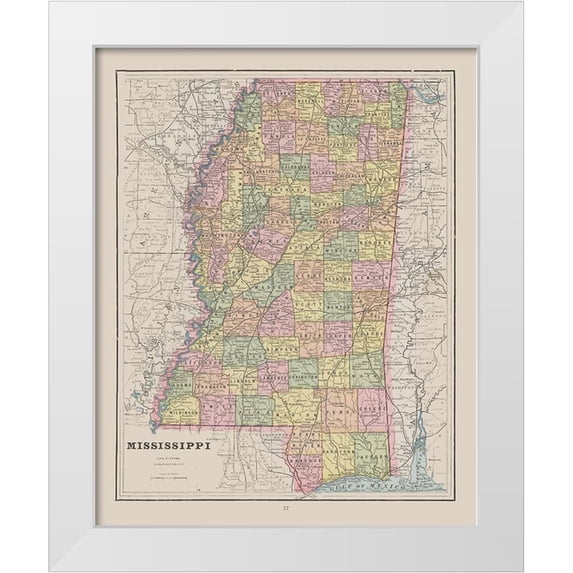 Cram 15x18 White Modern Wood Framed Museum Art Print Titled - Mississippi - Cram 1892