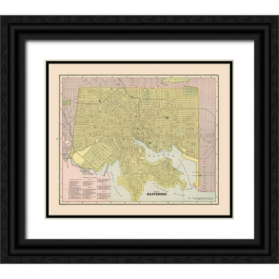 Cram 17x15 Black Ornate Wood Framed with Double Matting Museum Art Print Titled - Baltimore Maryland - Cram 1892