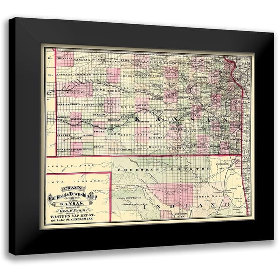 Cram 18x15 Black Modern Wood Framed Wall Art Titled - Kansas - Cram 1875