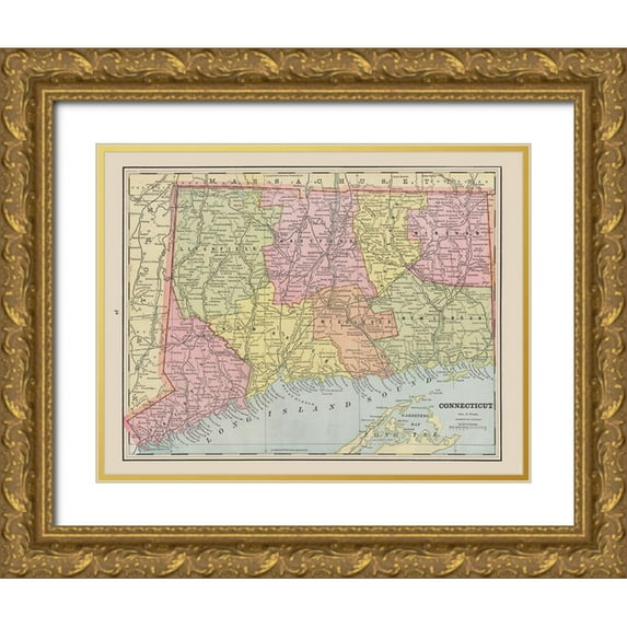 Cram 18x15 Gold Ornate Wood Framed with Double Matting Museum Art Print Titled - Connecticut - Cram 1892