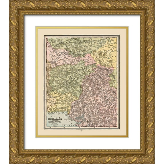 Cram 20x23 Gold Ornate Wood Framed with Double Matting Museum Art Print Titled - Central Asia - Cram 1888