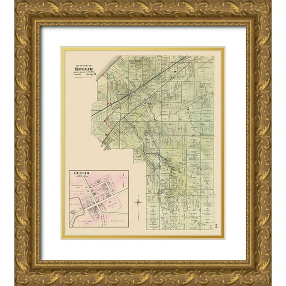 Cram 20x23 Gold Ornate Wood Framed with Double Matting Museum Art Print Titled - Euclid, Southern Ohio Landowner - Cram 1892