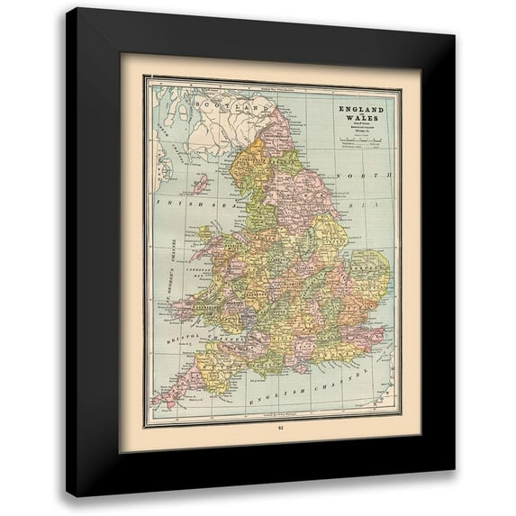 Cram 20x24 Black Modern Framed Museum Art Print Titled - England Wales - Cram 1888