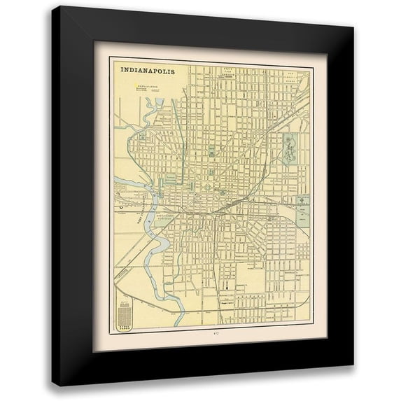 Cram 20x24 Black Modern Framed Museum Art Print Titled - Indianapolis Indiana - Cram 1892