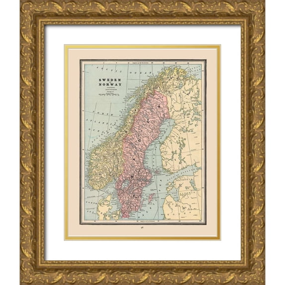 Cram 20x24 Gold Ornate Wood Framed with Double Matting Museum Art Print Titled - Sweden Norway - Cram 1888