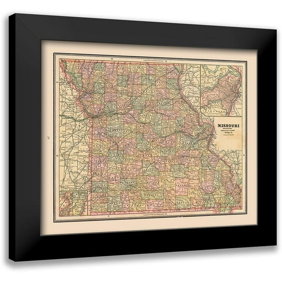 Cram 23x20 Black Modern Framed Museum Art Print Titled - Missouri - Cram 1888