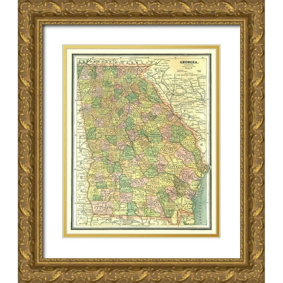 Cram 26x31 Gold Ornate Wood Framed with Double Matting Museum Art Print Titled - Georgia - Cram 1886
