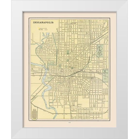 Cram 26x31 White Modern Wood Framed Museum Art Print Titled - Indianapolis Indiana - Cram 1892