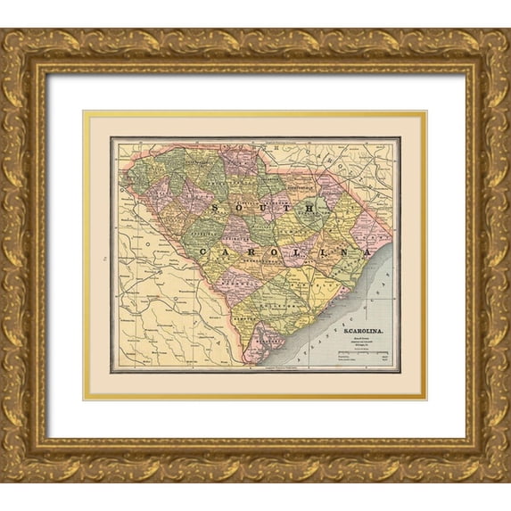 Cram 30x26 Gold Ornate Wood Framed with Double Matting Museum Art Print Titled - South Carolina, United States - Cram 1888
